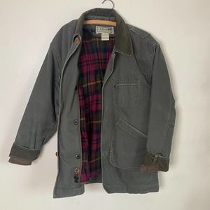 L.L. BEAN l Green Flannel Lined Field Coat